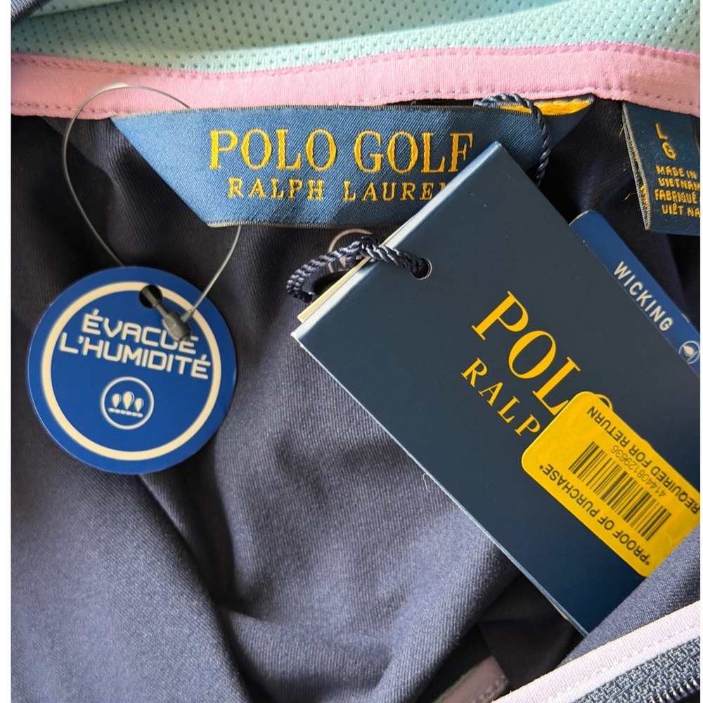 Polo Golf Ralph Lauren Quarter-Zip Pullover Mens Large Navy Blue Performance New - Picture 7 of 9